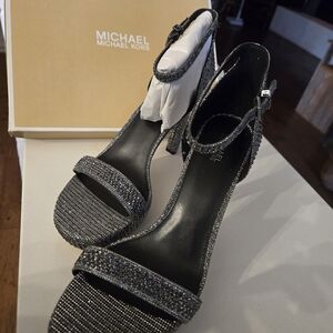 Michael Kors Women's Glitter Chain Mesh/Hot Fix Stones, Anthracite Color